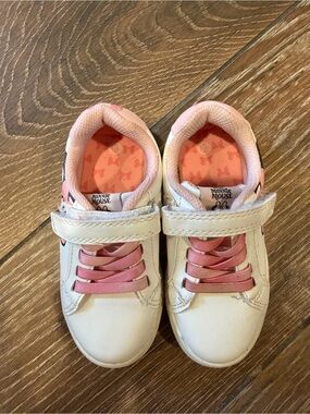 Girls White and Pink Athletic Shoes